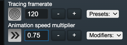 Animation speed multiplier & Tracing framerate parameters