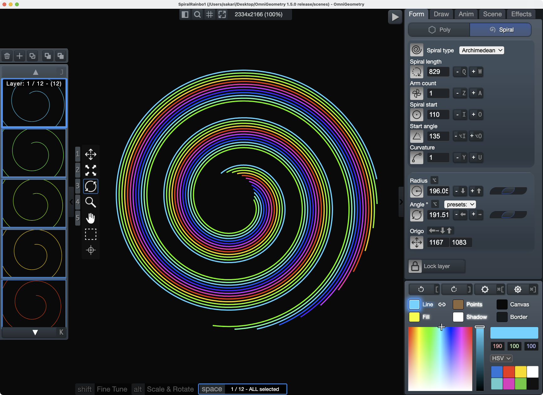 OmniGeometry 1.5.0 :: Free downloadable version, Spiral drawing, Video streaming and much more !